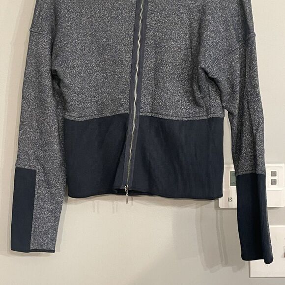 People Like Frank Anthropologie Sweater Colorblock Zip Up Back Cowl Neck S - Picture 6 of 12